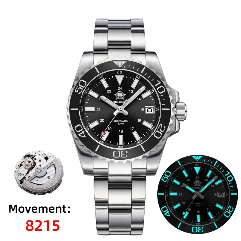 Herren-Taucheruhr mit Keramikluenette und 8215-Automatikwerk