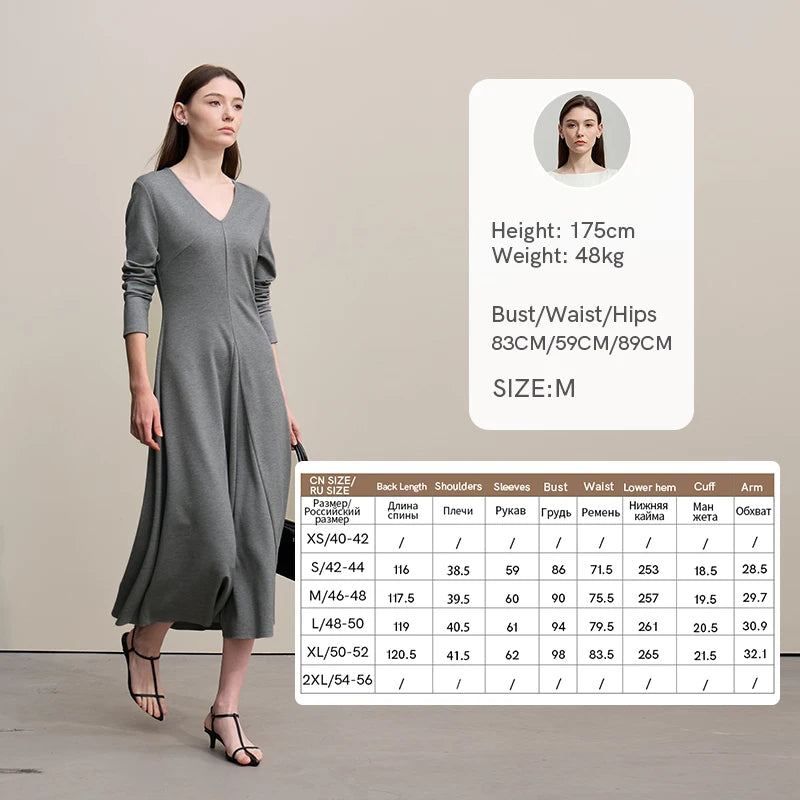 Elegantes Damen Strickmaxikleid Mit Elastischer Taille Für Büro Und Reisen