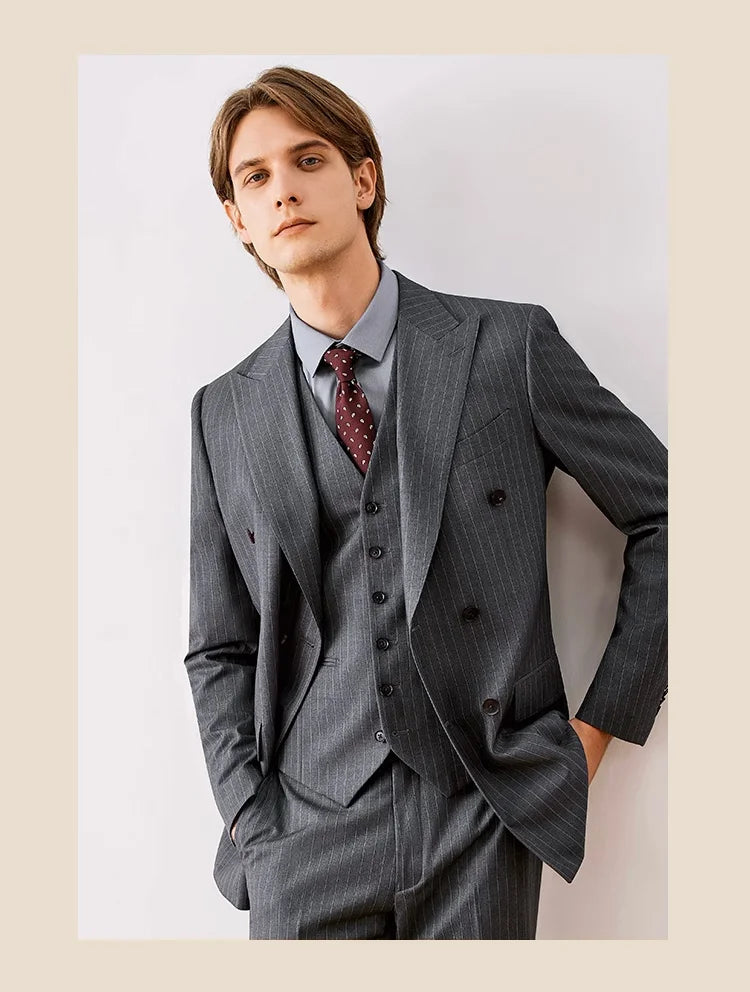 Eleganter Herrenanzug aus 70% Wolle – Slim Fit, einreihig, ideal für Hochzeiten, Büro und festliche Anlässe.