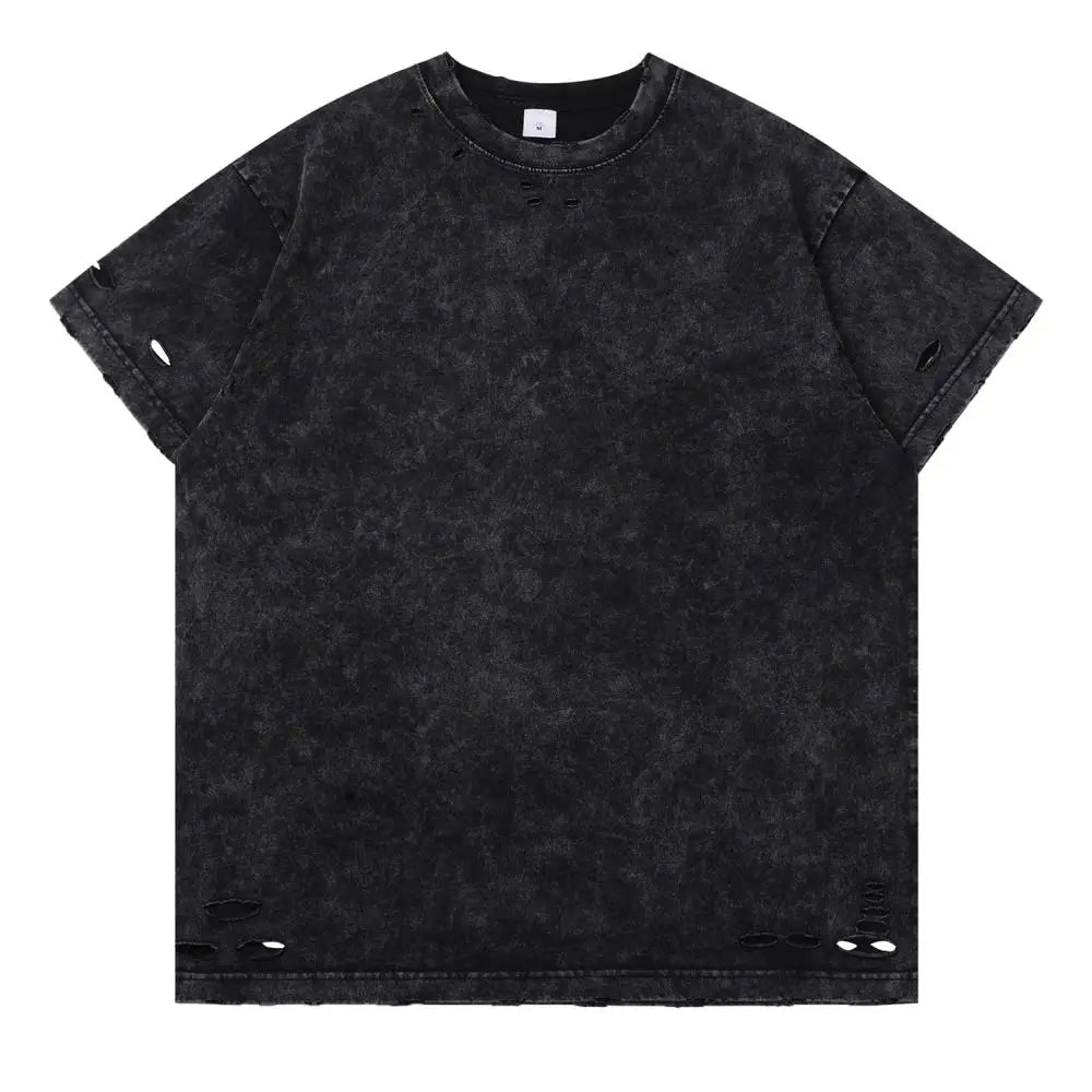 Herren T-Shirt mit kurzen Ärmeln und lässigen zerrissenen Löchern
