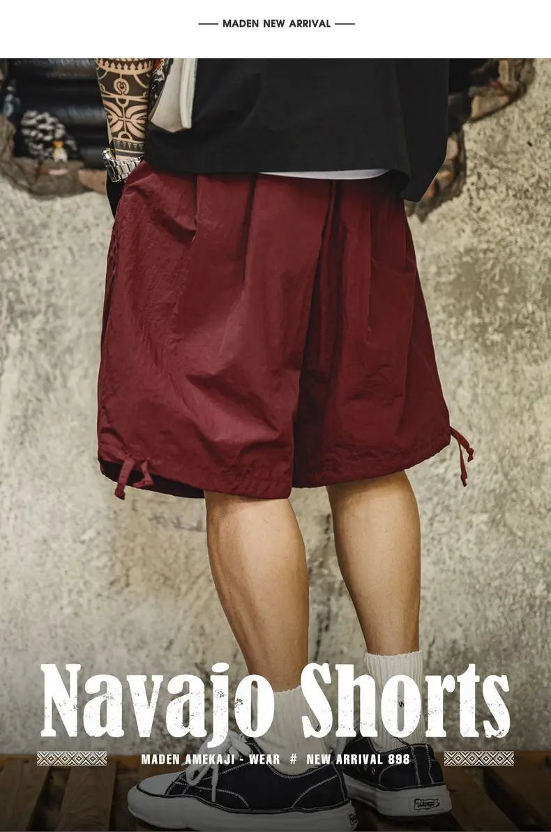 Herren Cargo-Shorts mit besticktem Navajo-Muster und elastischen Taillentaschen