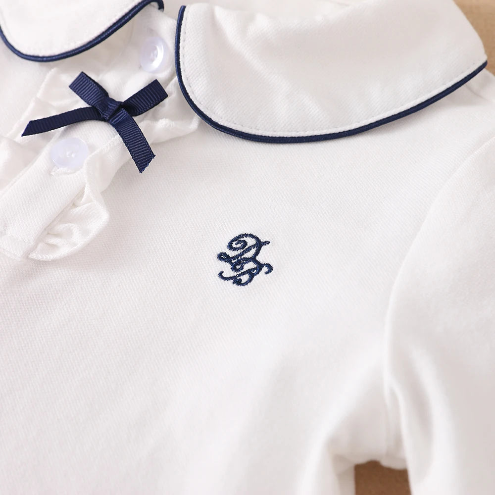 Mädchen-Shirt 2025, neues Kinder-Baby, niedliches Langarm-Top, junge Mädchen, Baumwolle, Stickerei-Shirt