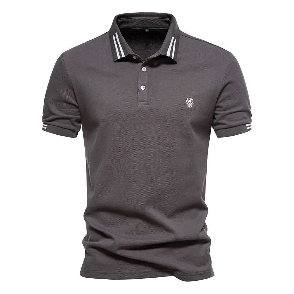 Herren Poloshirt aus Baumwolle in einfarbig mit klassischem Design für Freizeit und Business