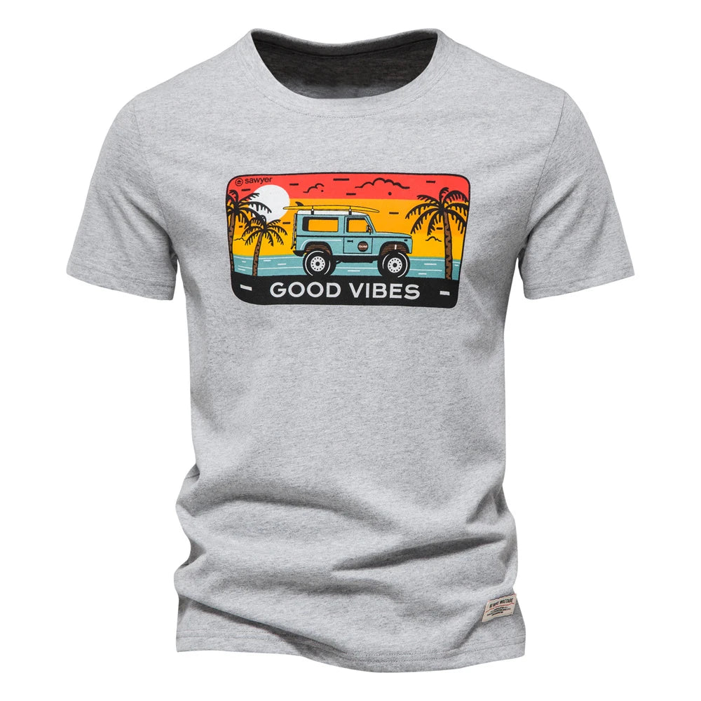 Herren T-Shirt aus Baumwolle mit hochwertigem Druck im lässigen Stil