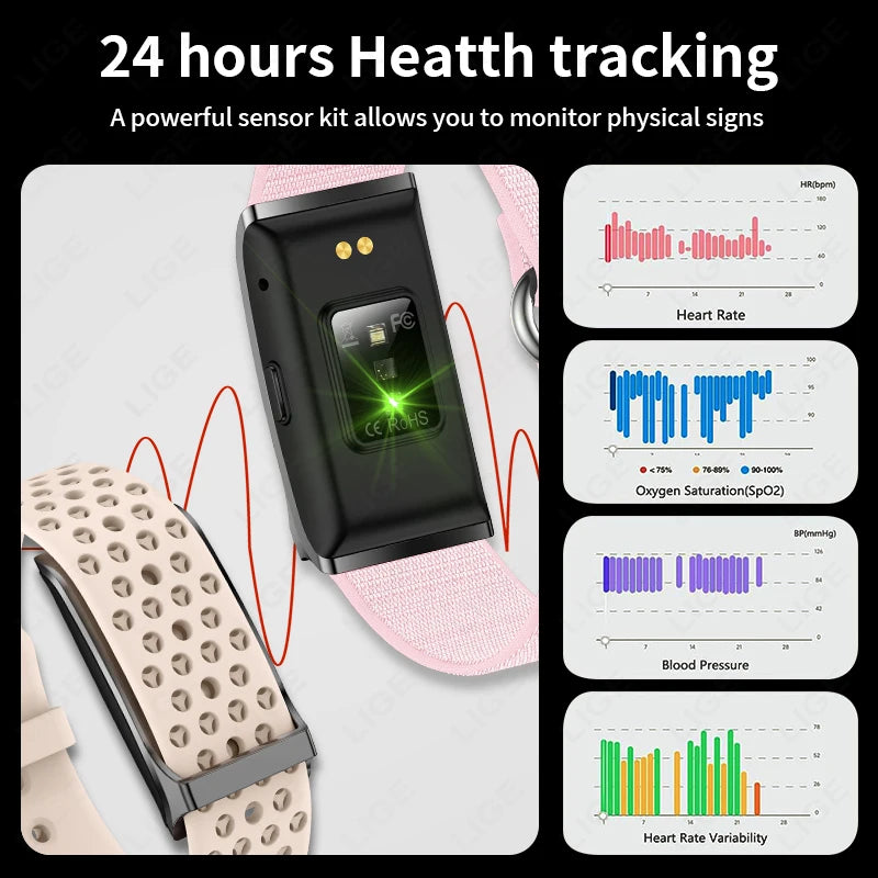 LIGE Frauen Smart Band Männer Uhr Herzfrequenz Blutdruck Sport Fitness Smartwatch Neue Mann Outdoor Smart Armband Damen 2025