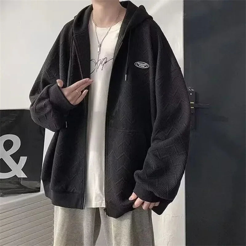 Herren Sweatshirt im Koreanischen Stil mit Kapuze und Taschen