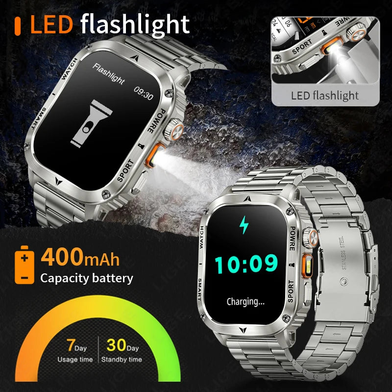 Sport Smartwatch für Erwachsene mit Bluetooth und wasserdichter Taschenlampe