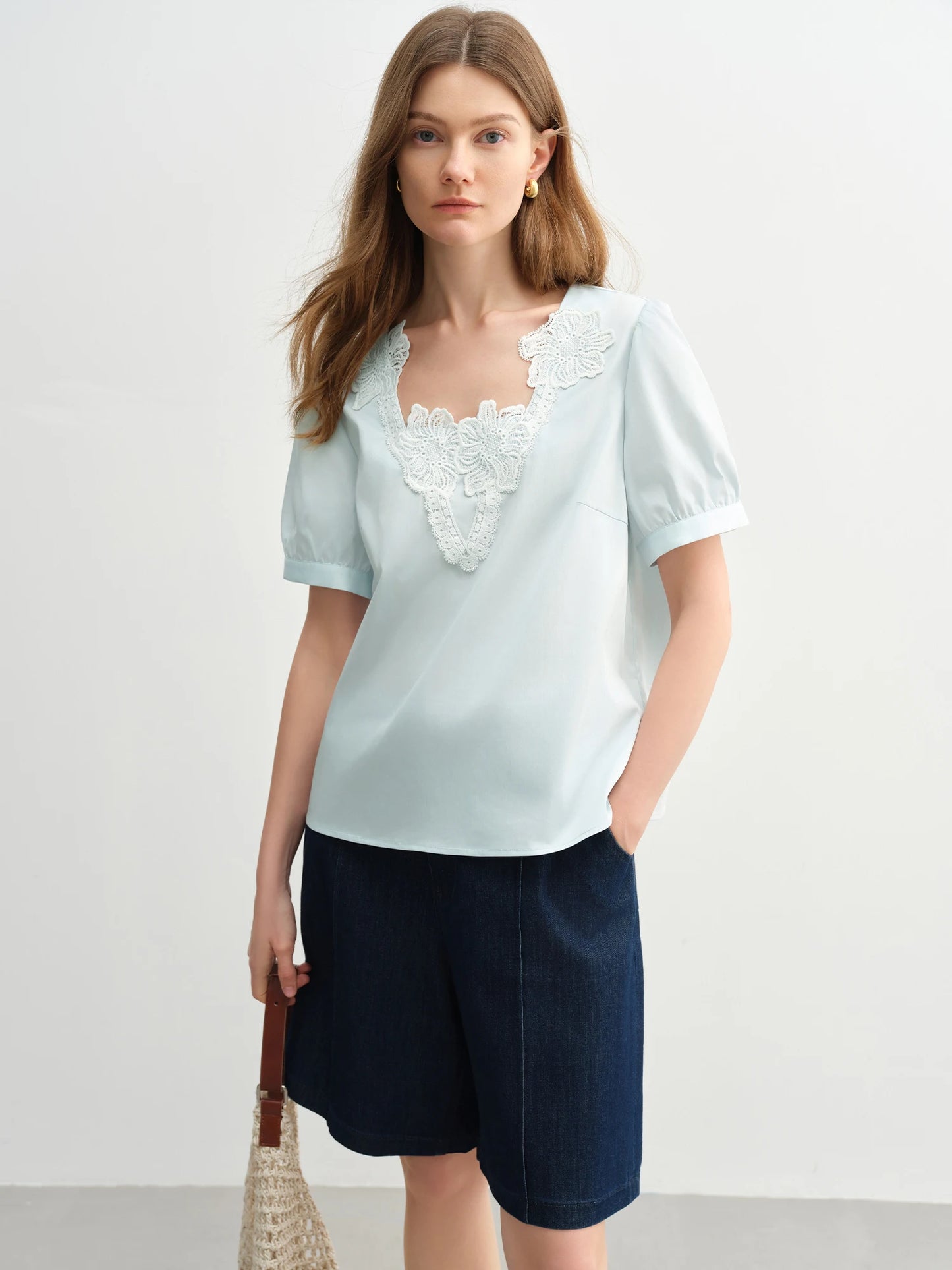 Lässige Damen-Bluse aus Lyocell mit Blumenärmeln und lockerem Schnitt – vielseitiges Sommer-Oberteil