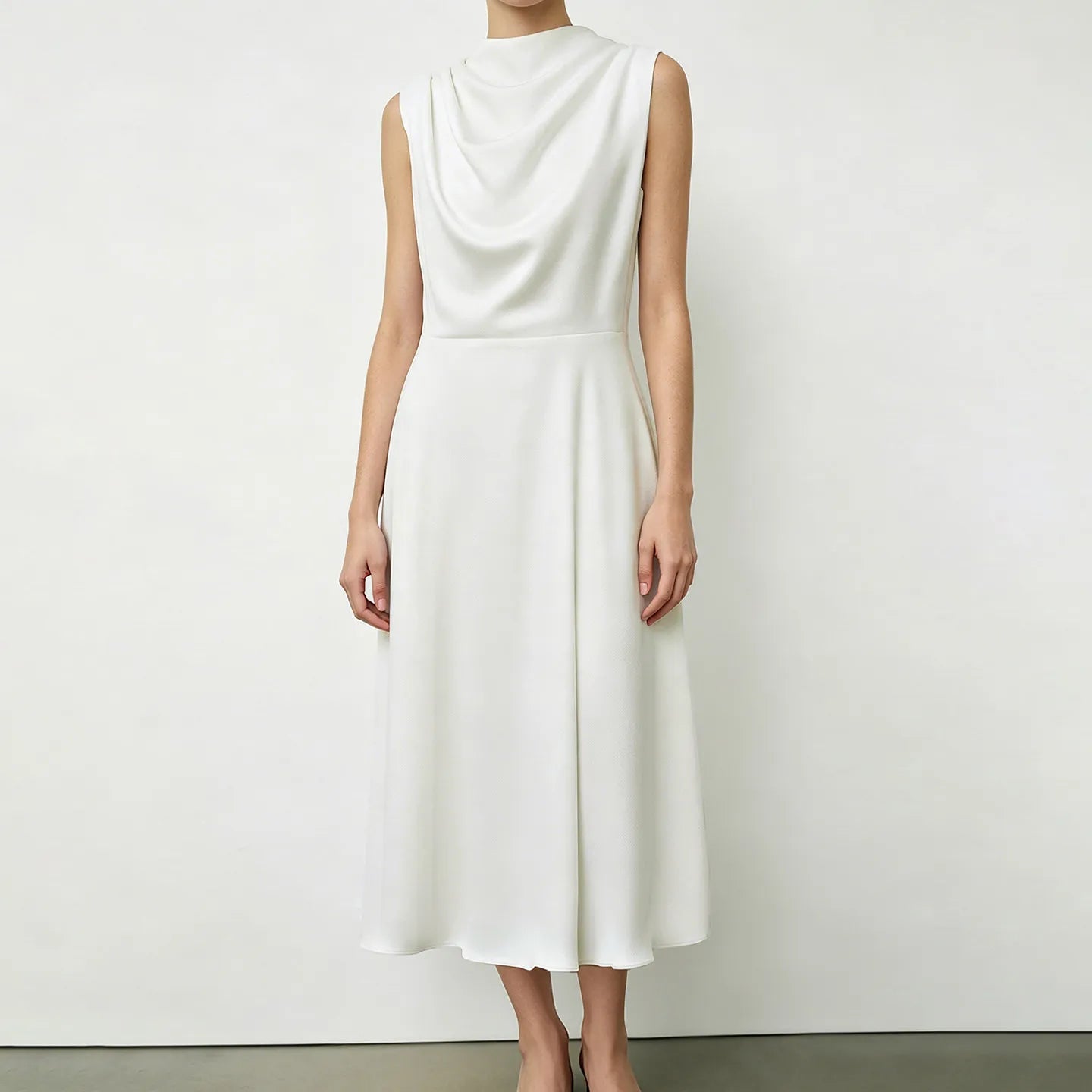 Elegantes Damenkleid Mit Wasserfallausschnitt Für Berufsfrau