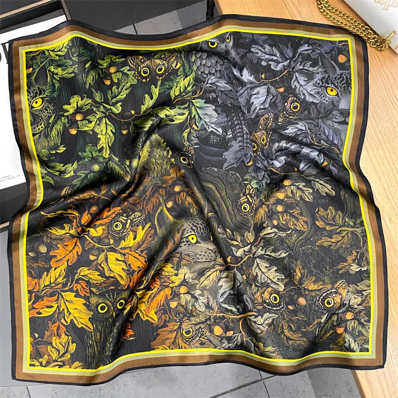 Damen Seidenschal Blumenprint quadratisch Halstuch Hijab Bandana Frühling B