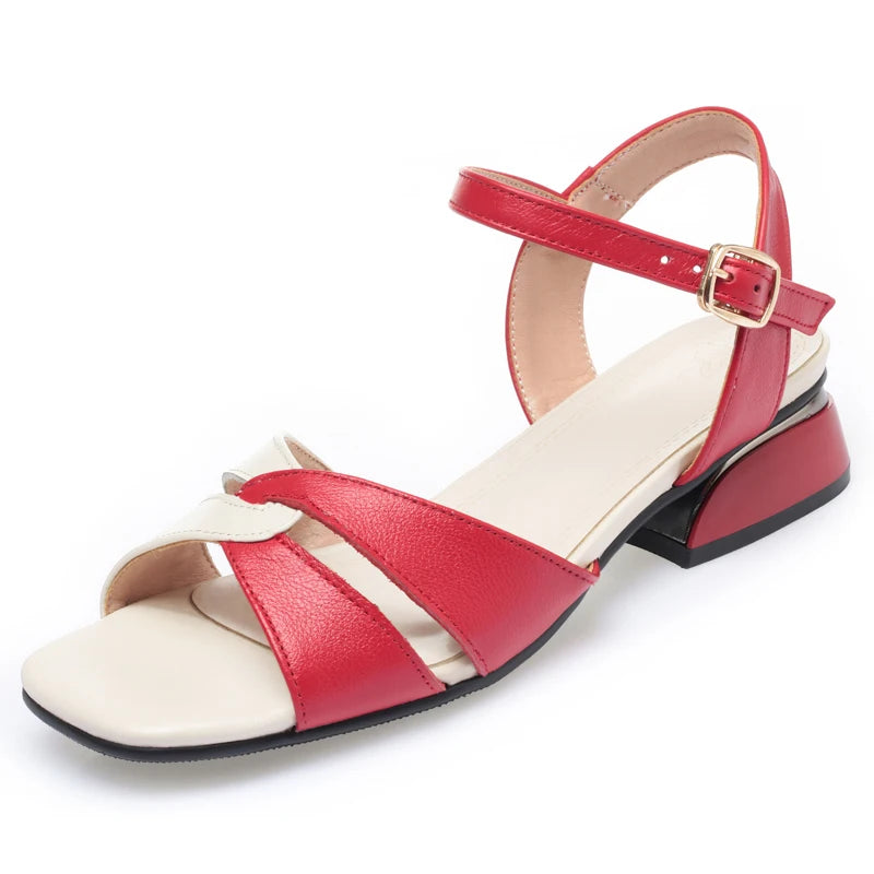AIYUQI Sandalen Frauen Echtes Leder 2025, Neue Mode frauen Sommer Sandalen Gemischte Farbe Große Größe 41 42 43 frauen Sandalen