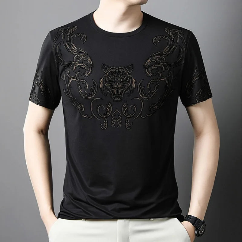 Herren T-Shirt aus feinem Wollstoff mit lässigem Rundhalsausschnitt
