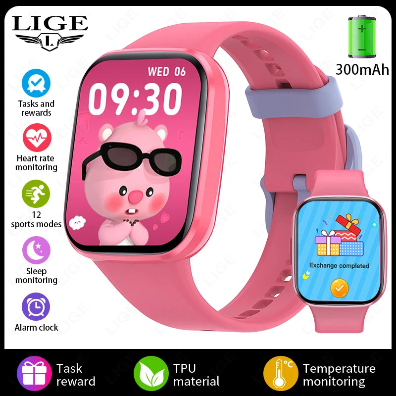 LIGE Multifunktions-Smartwatch für Kinder im Alter von 5–12 Jahren, wasserdicht, für Kinder, Smartwatch, Wecker, Kinder, Studenten, Spiel, Armband, Kinder, Geschenk