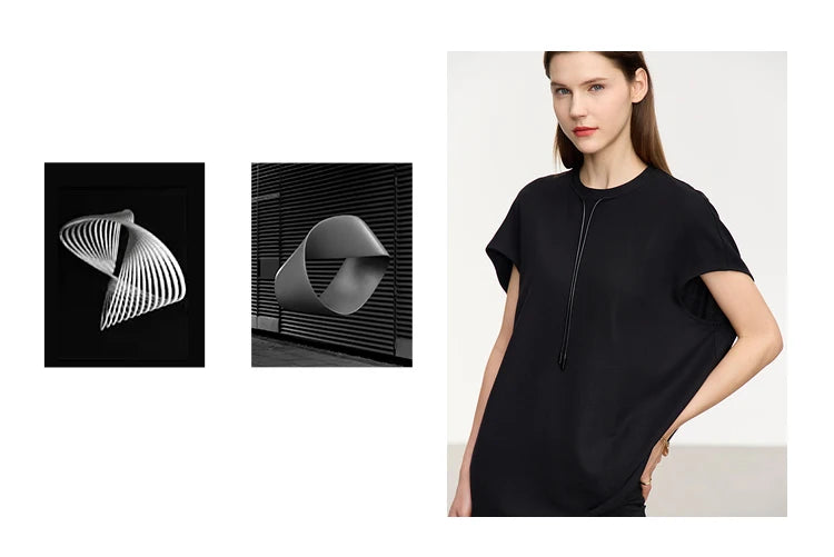 Damen T-Shirt im minimalistischen Stil mit lässigen kurzen Ärmeln