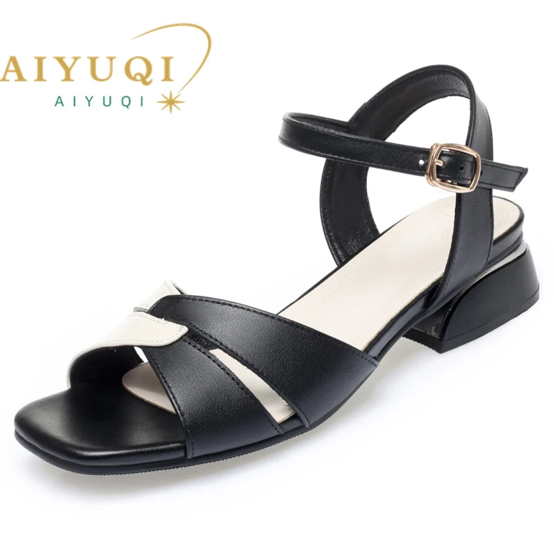 AIYUQI Sandalen Frauen Echtes Leder 2025, Neue Mode frauen Sommer Sandalen Gemischte Farbe Große Größe 41 42 43 frauen Sandalen