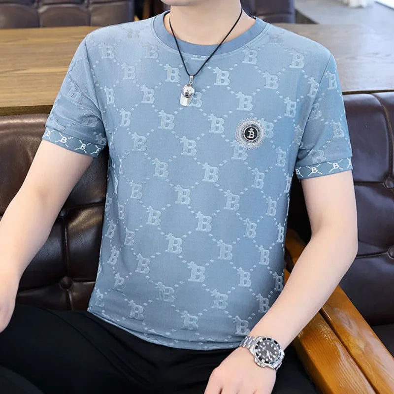 Herren T-Shirt aus Seide mit lässigem Rundhals für den Sommer