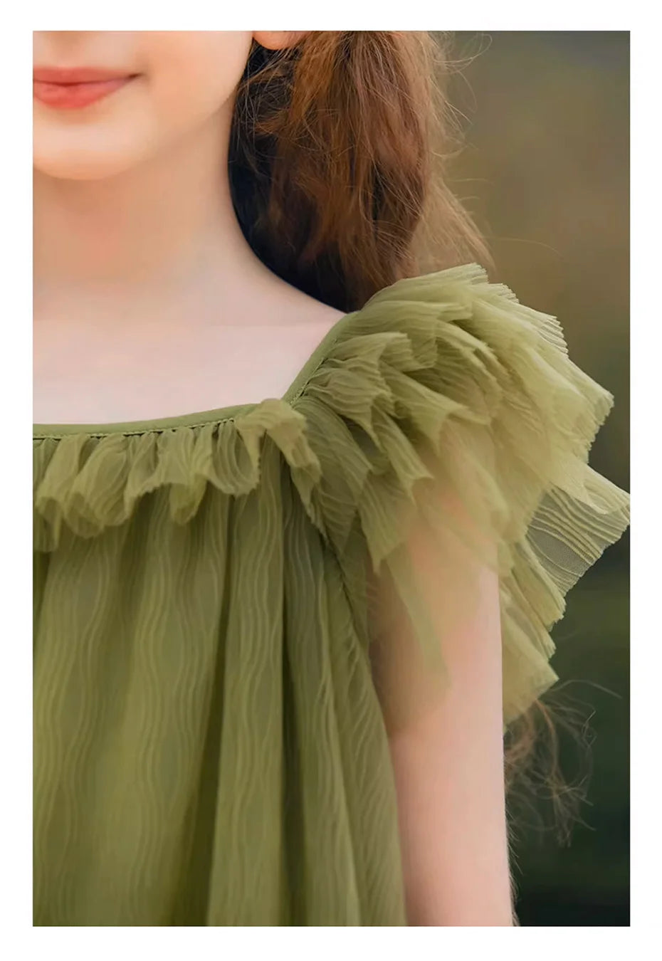 Beiges Sommerkleid für Mädchen im französischen Prinzessinnenstil mit kurzen Ärmeln – ideal für Geburtstagsfeiern und Hochzeiten, geeignet für Kinder von 110 cm bis 170 cm