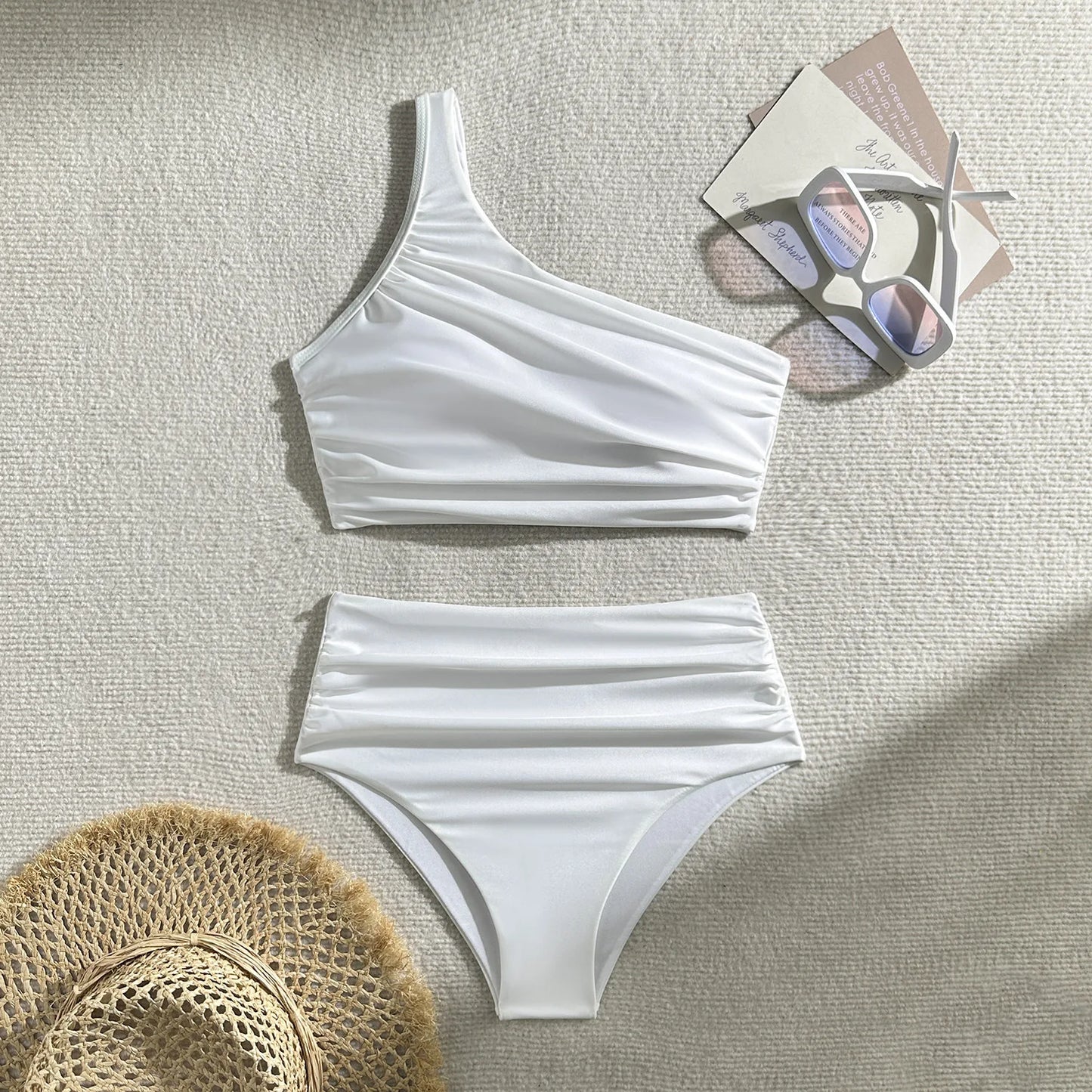 Dreiteiliger Damen-Bikini mit Push-up-Effekt und Print – ideal für Strand und Pool