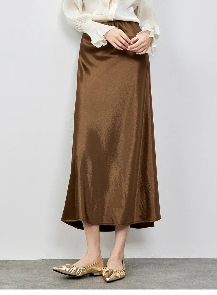 Damen Rock im Luxus-Stil aus Satin in A-Linie für elegante Anlässe