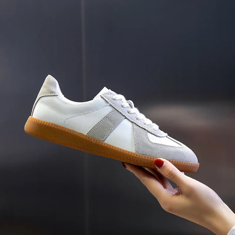 AIYUQI Damen Training Schuhe Leder Metal Toe Cap Flach