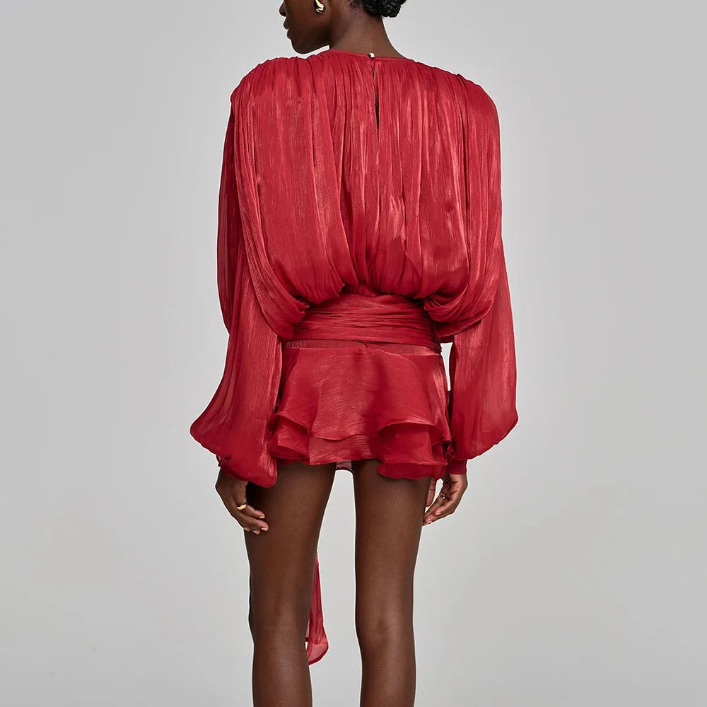 Elegantes Damen-Tunikakleid mit Rundhalsausschnitt, langen Ärmeln und Patchwork-Design