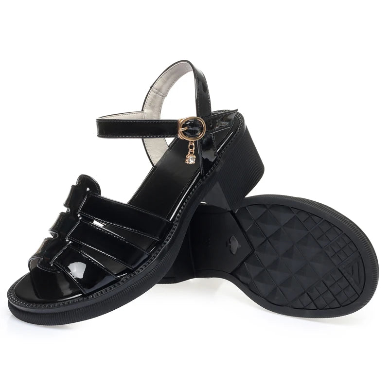 AIYUQI Frauen Sandalen Sommer 2025, Neue Echtes Leder Frauen Rom Schuhe Offene spitze Weben Nicht-slip Sandalen Damen