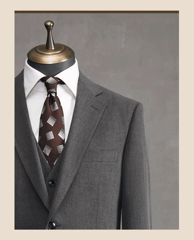 Herrenanzug-Set mit Blazer und Hose, dünner Stoff, lässiger Stil, ideal für Frühling und Herbst, in Khaki oder Schwarz, einreihig, perfekt für Hochzeiten und festliche Anlässe.