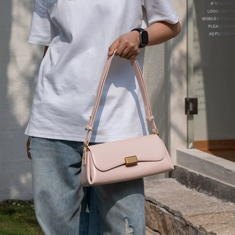 Leder Weinrot-Schultertasche | Goldene Hardware