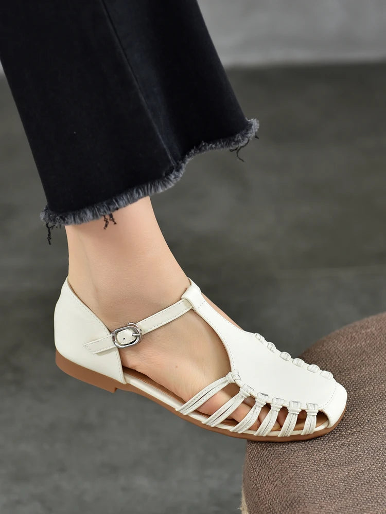 AIYUQI Damen-Sandalen, Sommer 2022, neue handgewebte römische Sandalen, weiblich, große Größe, rutschfeste Schweinekäfig-Schuhe für Damen
