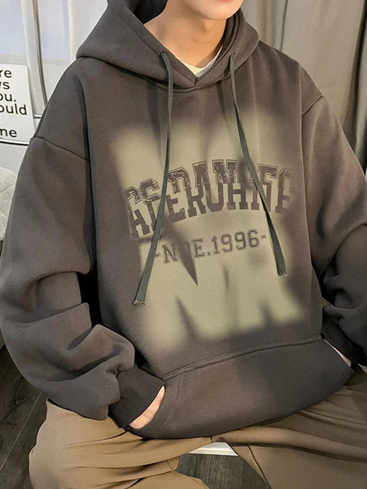 Herren Hoodies mit Goth Brief Drucken und Kapuze im Vintage-Stil