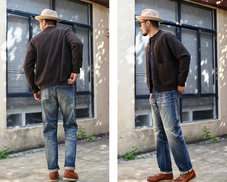Herren Jeans im Vintage-Stil aus Denim mit Distressed Kanten