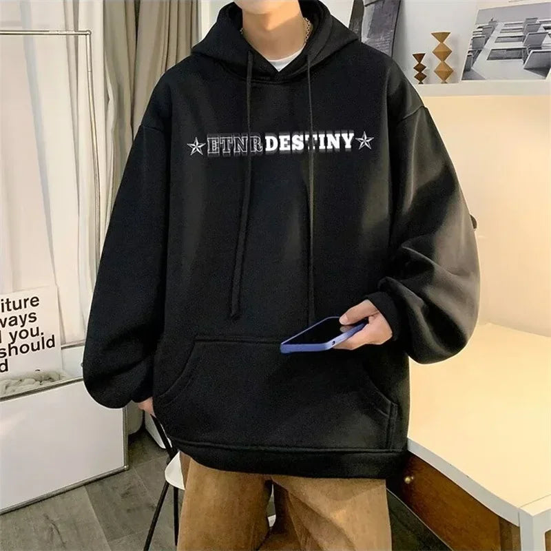 Herren Übergroße Hip Hop Hoodies mit Kapuze und Brief-Druck für Herbst