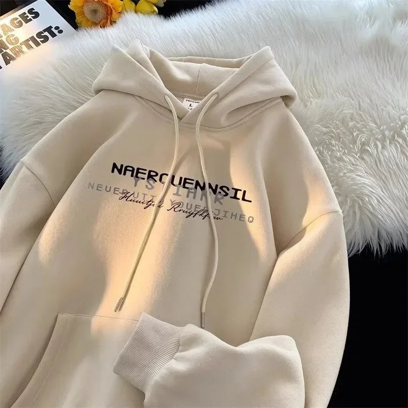 2025 neue Männer High Street Brief Gedruckt Mit Kapuze Sweatshirts Casual Lose Vintage Hip Hop Hoodies Ästhetische Mode Y2K Hoodie