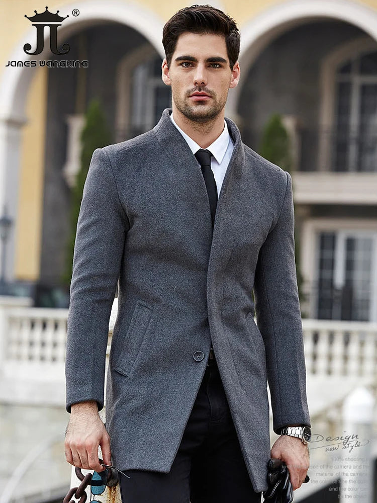 Herren Wollmantel in Unifarben – Winterliche Premiummode