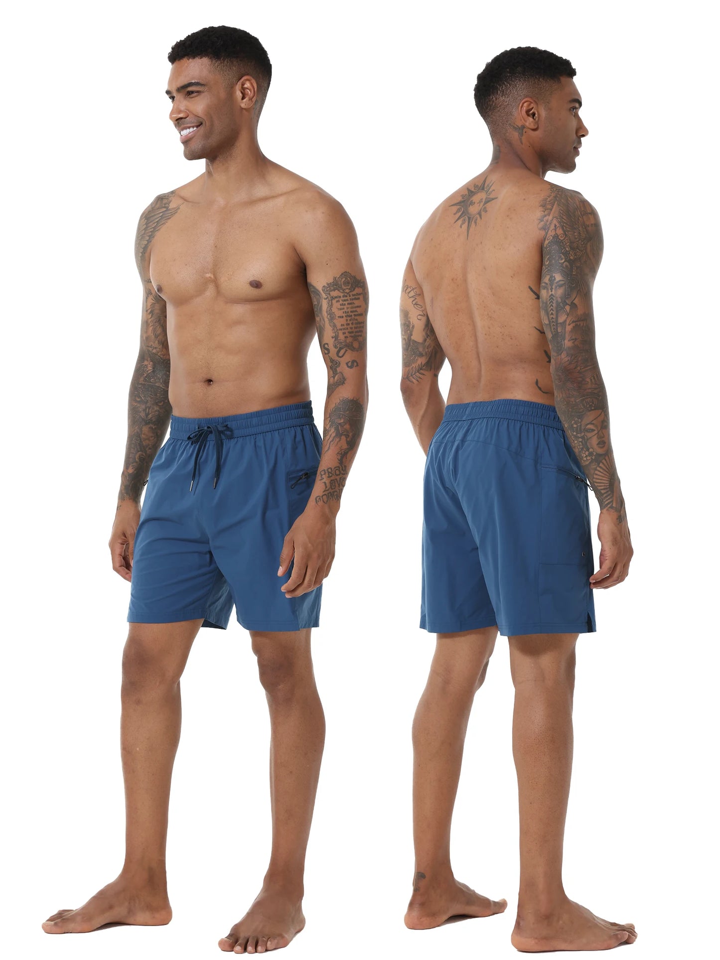 Herren-Badeshorts mit elastischem Bund, Reißverschlusstaschen und Mesh-Futter – schnelltrocknend für den Strand