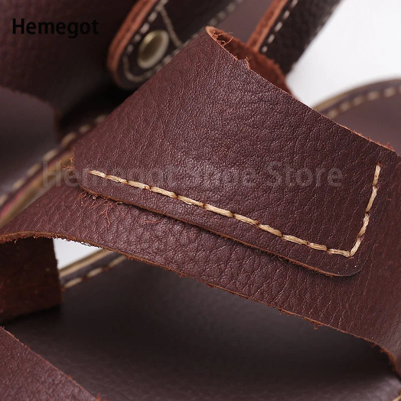 Summer New Men's Leather Sandals Casual Comfortable Breathable Soft Bottom Soft Surface Beach Two-Use Outdoor Sandals