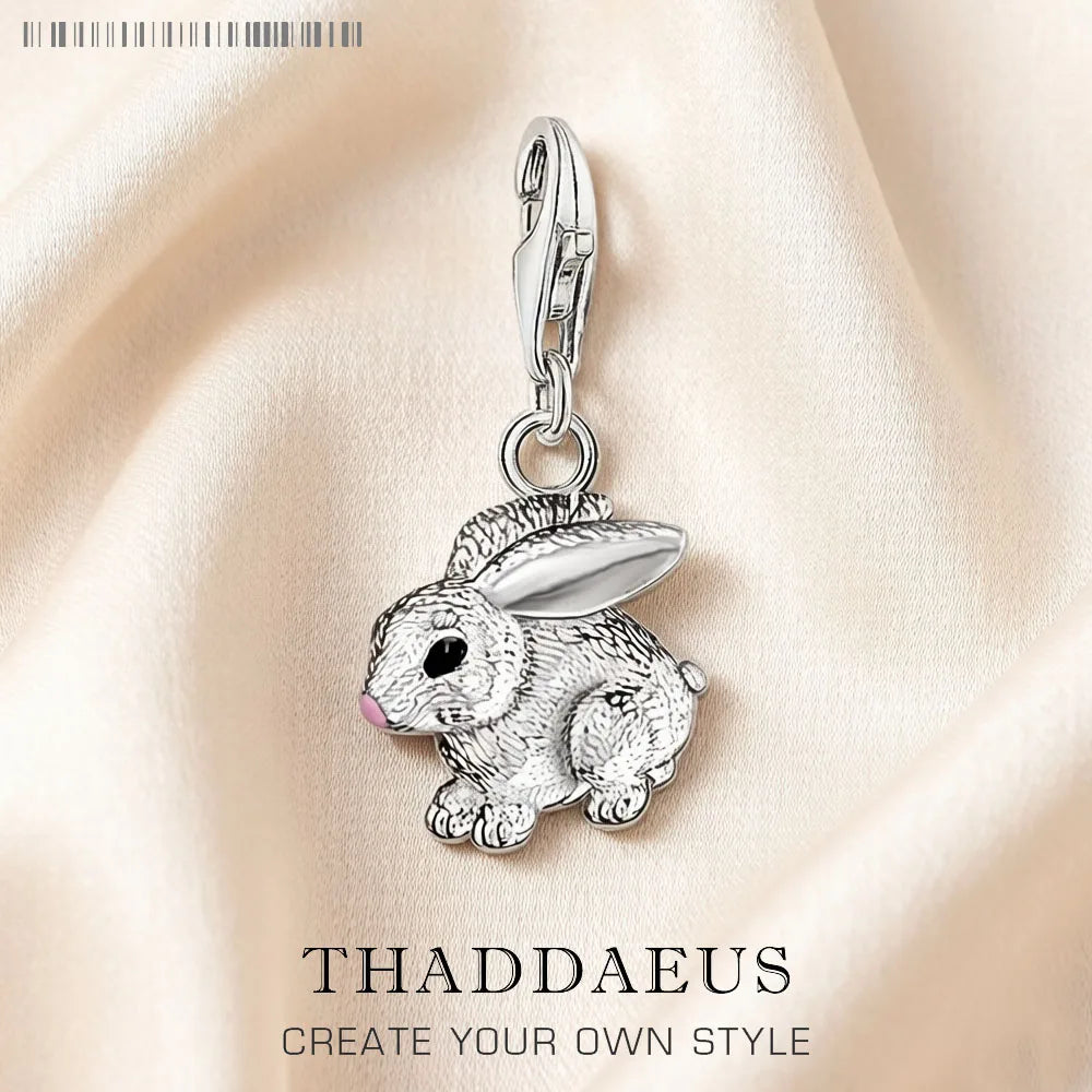 Damen-Charm-Anhänger Kaninchen süß authentisch DIY aus Sterlingsilber