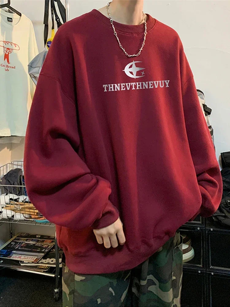 Herren Sweatshirt im y2k Stil mit O-Neck und Hip Hop Design