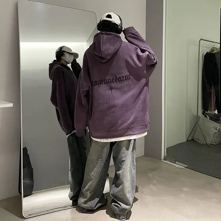 Lässiger Herren-Hoodie mit Rundhalsausschnitt und Vintage-Cartoon-Print – ideal für Herbst und Winter