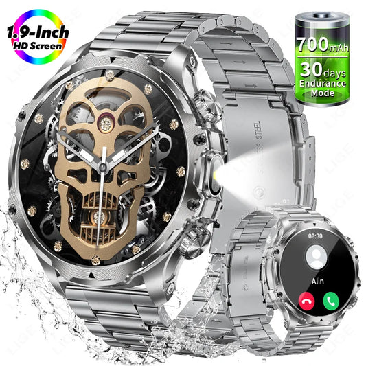 Herren Outdoor Smartwatch mit 1,9 Zoll Display und wasserdichter Funktion