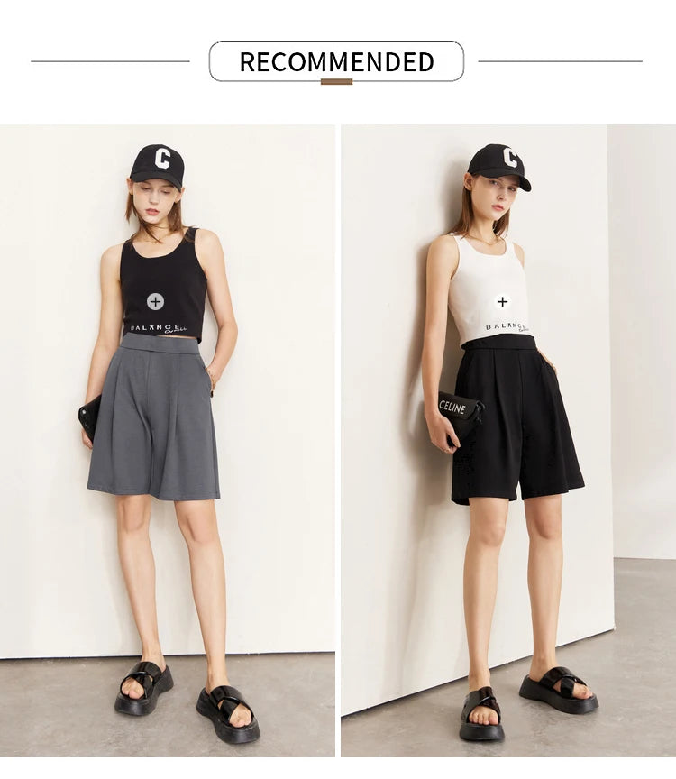 Damen Shorts im Minimalismus-Stil mit elastischer Taille für den Sommer