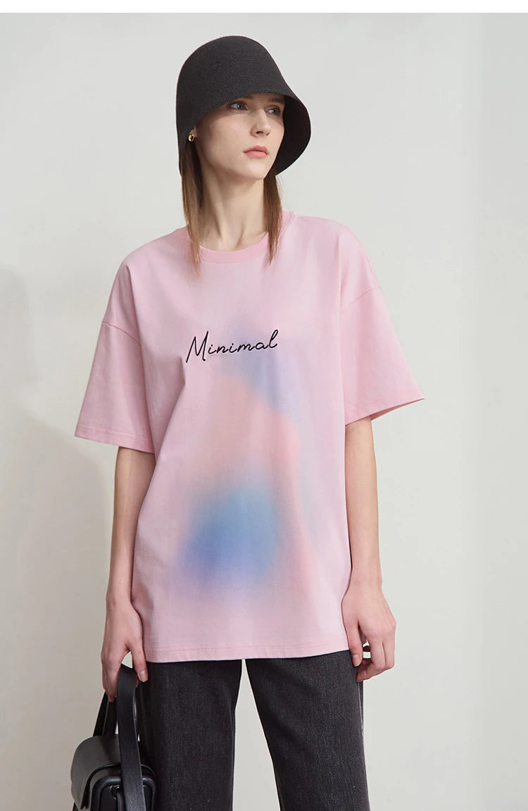 Damen Sommer T-Shirt mit lockerer Passform und buntem Farbverlauf