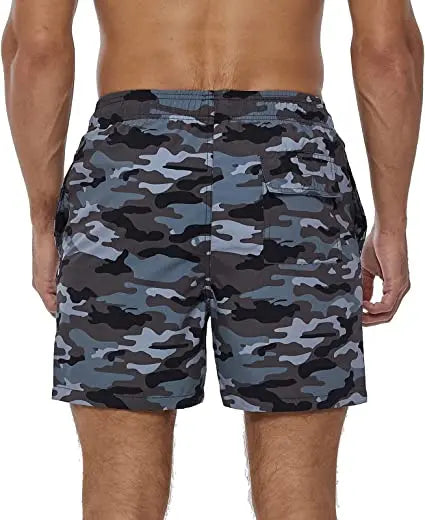 Herren-Badeshorts mit Farbverlauf, schnelltrocknend, mit Reißverschlusstaschen und Mesh-Futter – modische Schwimmshorts für den Strand