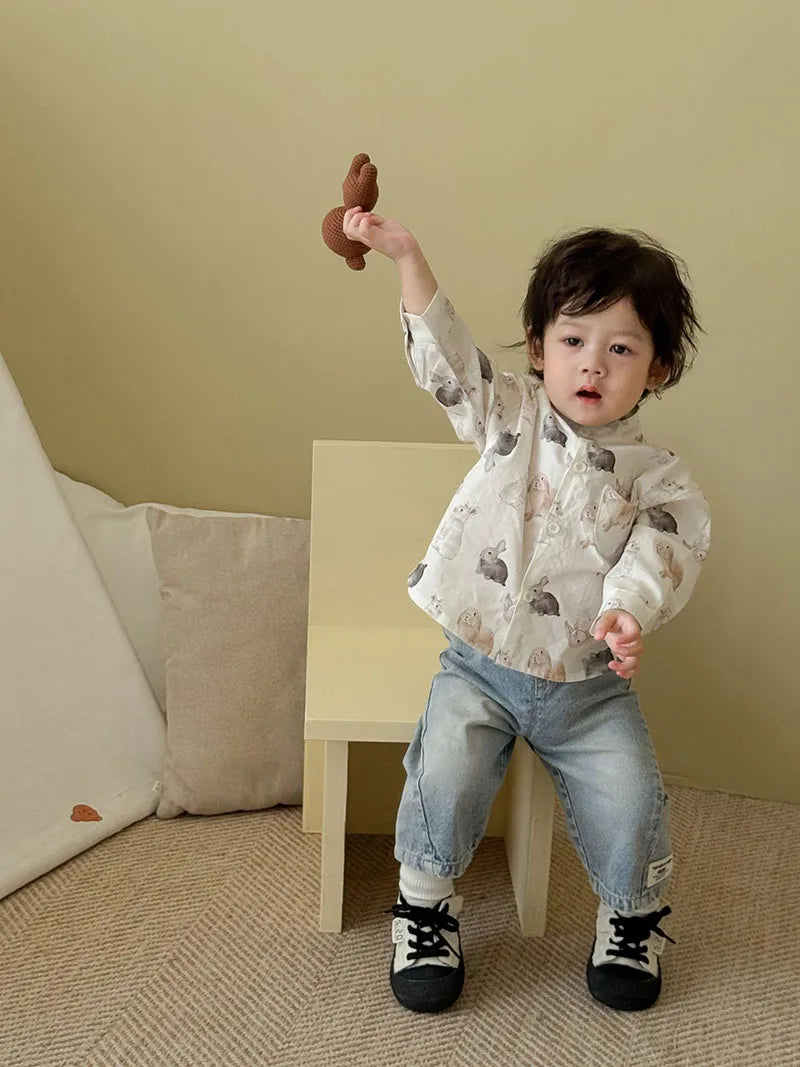 Mädchen Bluse mit süßem Cartoon Druck von 9M bis 5T