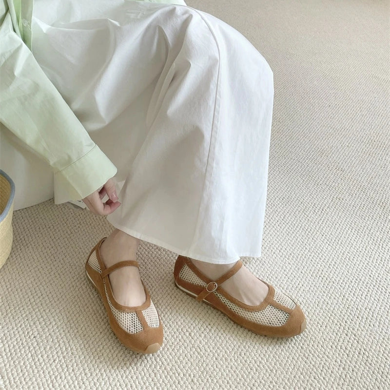 AIYUQI Damensandalen 2025, neue Mesh-atmungsaktive, rutschfeste Mary Jane-Damenschuhe, große flache Fischerschuhe für Damen