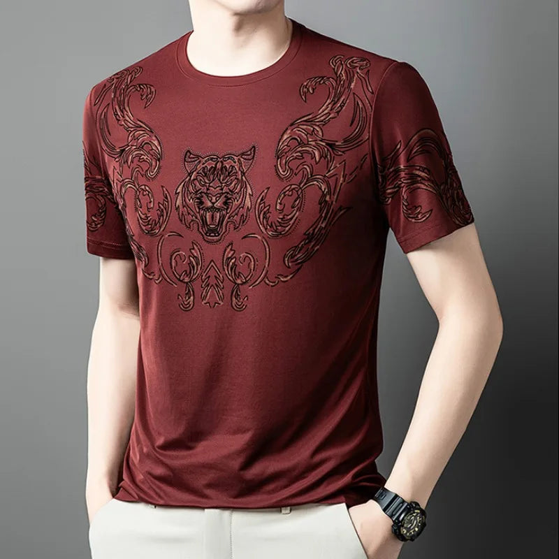 Herren T-Shirt aus feinem Wollstoff mit lässigem Rundhalsausschnitt