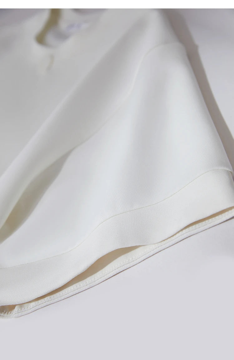 Damen T-Shirts im Minimalismus-Stil mit losem Patchwork und Dekoration