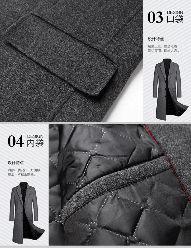 Wollmantel für Herren in Schwarz-Grau – Modern & elegant