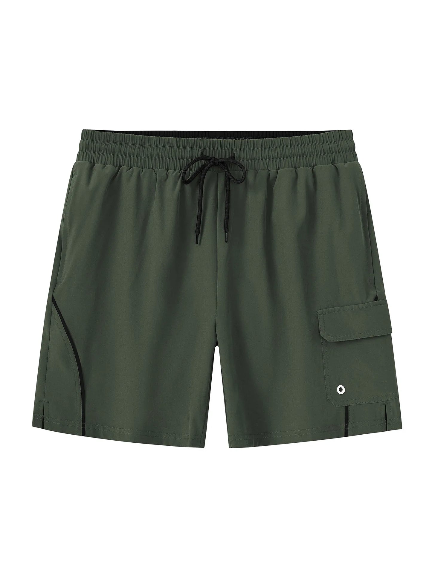 Sommerliche Herren-Badeshorts mit Camouflage-Streifen, schnelltrocknend, mit Reißverschlusstaschen und Mesh-Futter – ideal für Strand und Surfen.