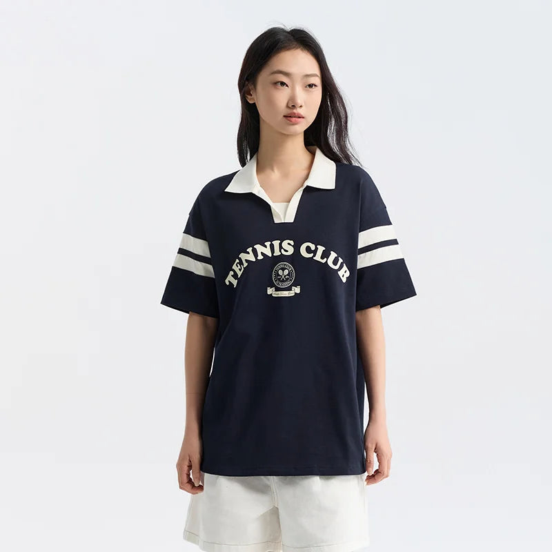 Semir Polo Shirt Frauen mittellange Baumwolle Buchstaben gedruckt Mode Sommer neue lose Kleidung College-Stil